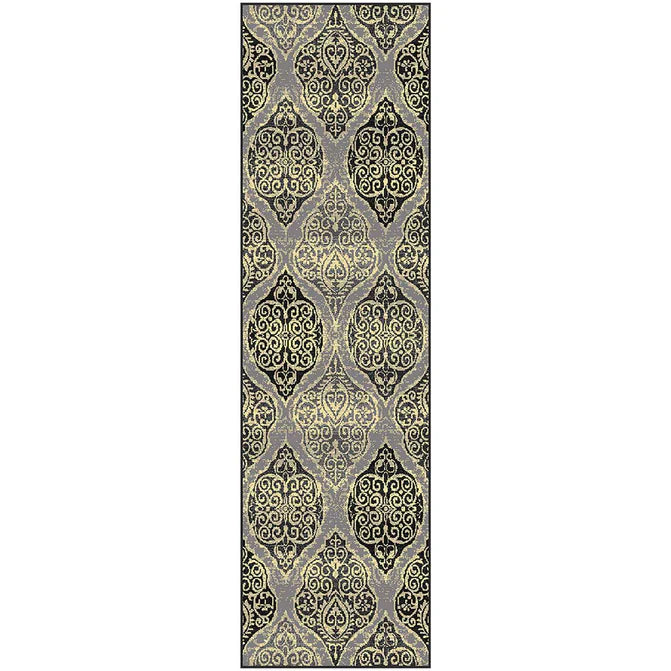 Amherst Medallion Damask Indoor Area Rug Or Runner Rug - Gray
