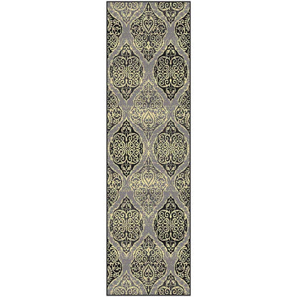 Amherst Medallion Damask Indoor Area Rug Or Runner Rug - Gray