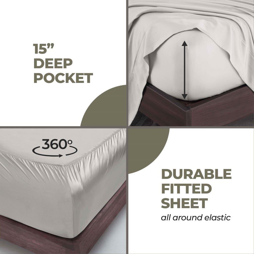 Modal From Beechwood 400 Thread Count Cooling Solid Bed Sheet Set - Gray