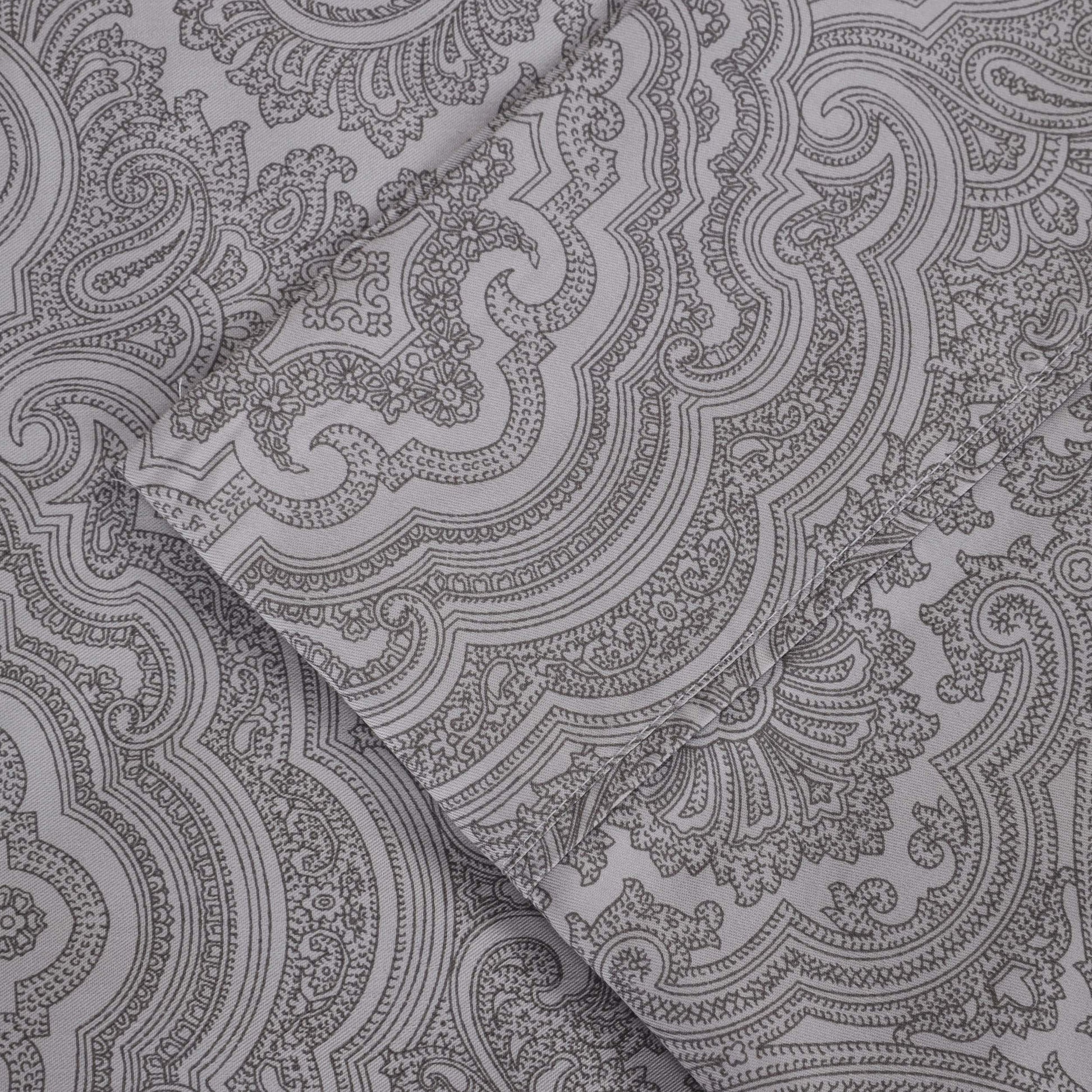 Italian Paisley 600 Thread Count Cotton Blend Deep Pocket Sheet Set - Gray