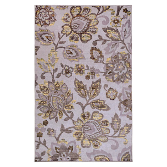 Jezabel Floral Non-Slip Washable Indoor Area Rug or Runner - Gray