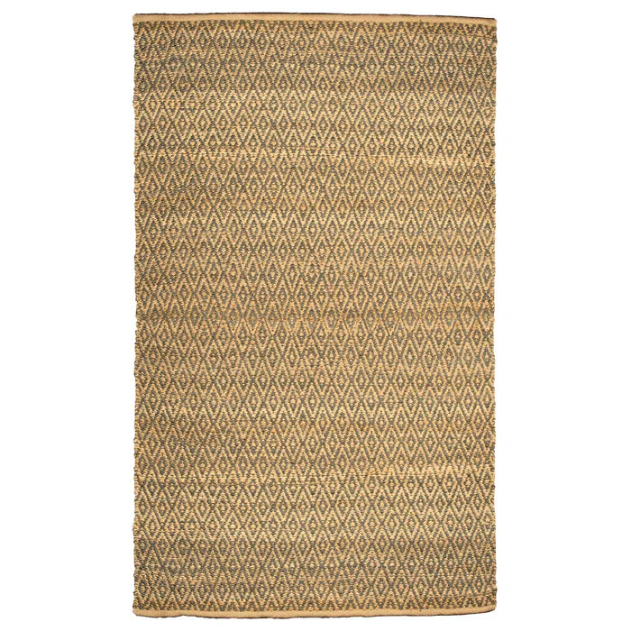 Diamond Hand-Woven Reversible Jute Area Rug - Gray