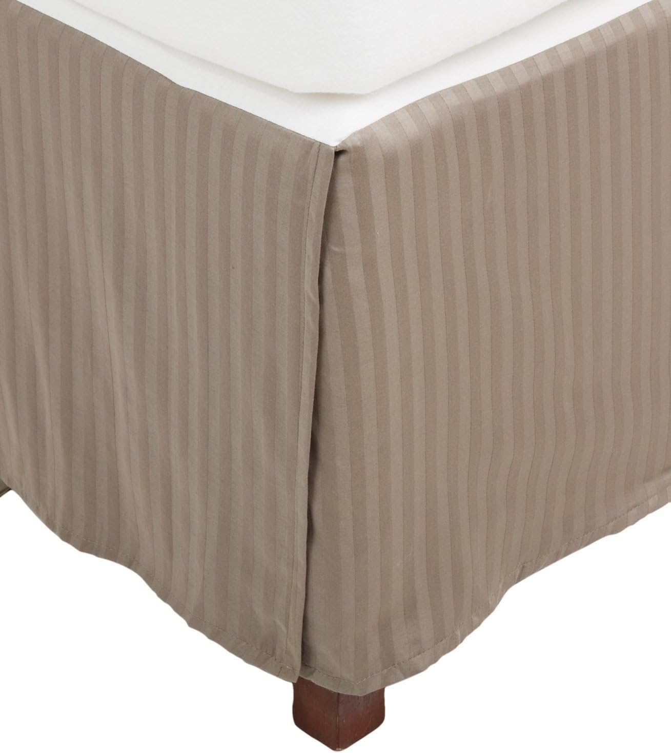 300 Thread Count Egyptian Cotton 15" Drop Striped Bed Skirt - Gray