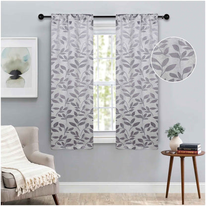 Leaves Room Darkening Washable Blackout Curtain Panels, Set of 2