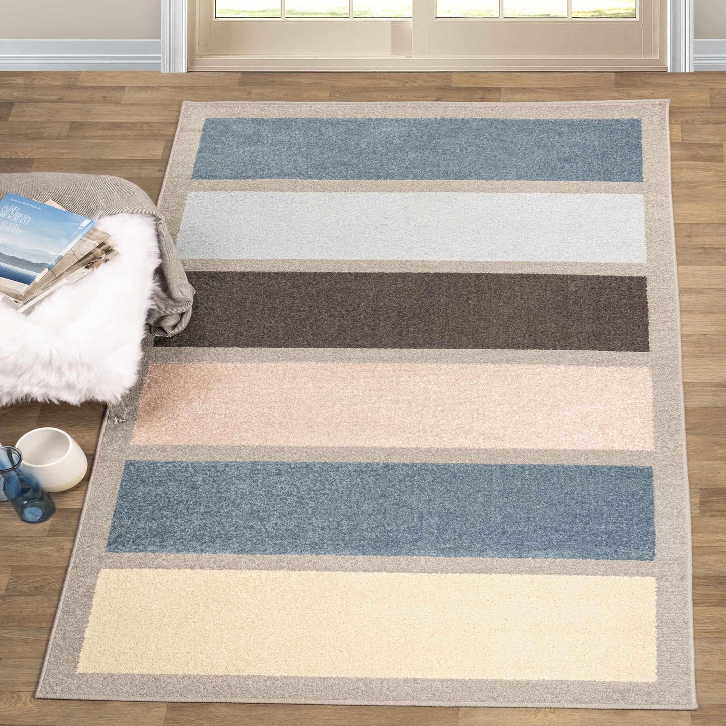 Superior Gypsy Pastel Modern Stripe Indoor Area Rug 