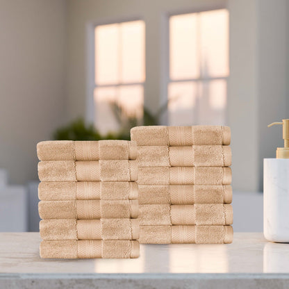 Superior Premium Turkish-Cotton Assorted Towel Set - Hazelnut