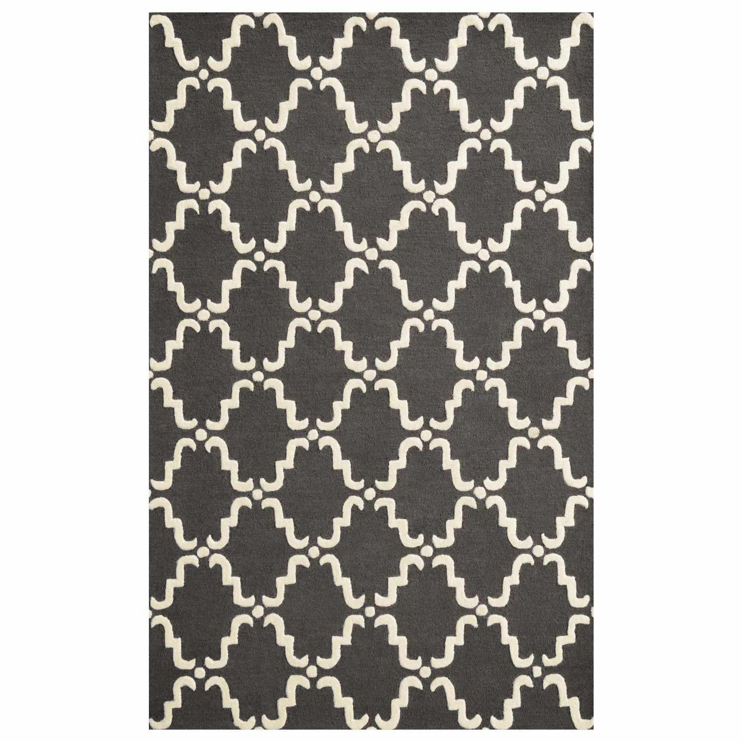  Superior Handcrafted Moroccan Trellis Contemporary Area Rug - Grey/White