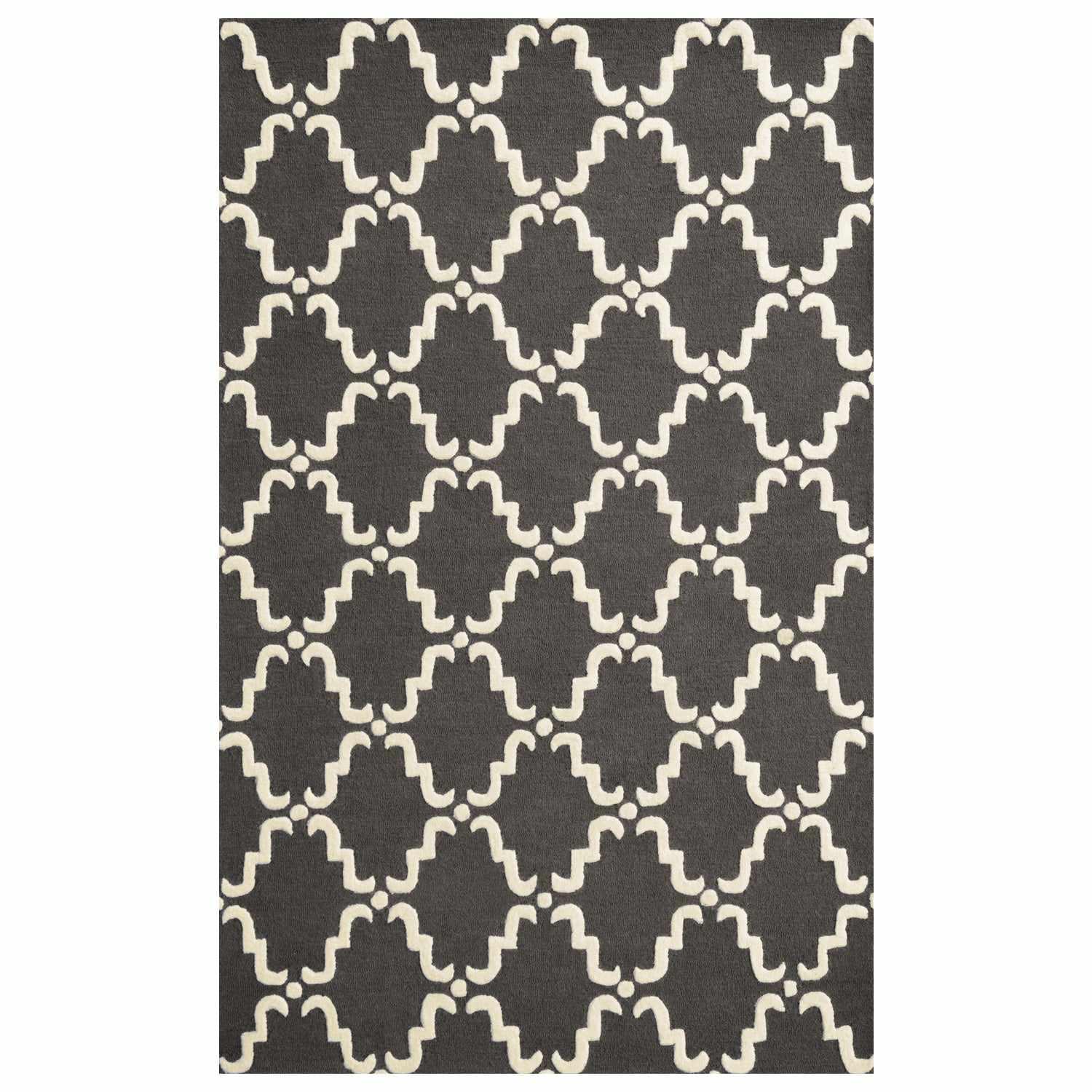  Superior Handcrafted Moroccan Trellis Contemporary Area Rug - Grey/White