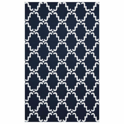  Superior Handcrafted Moroccan Trellis Contemporary Area Rug - Navy Blue/White