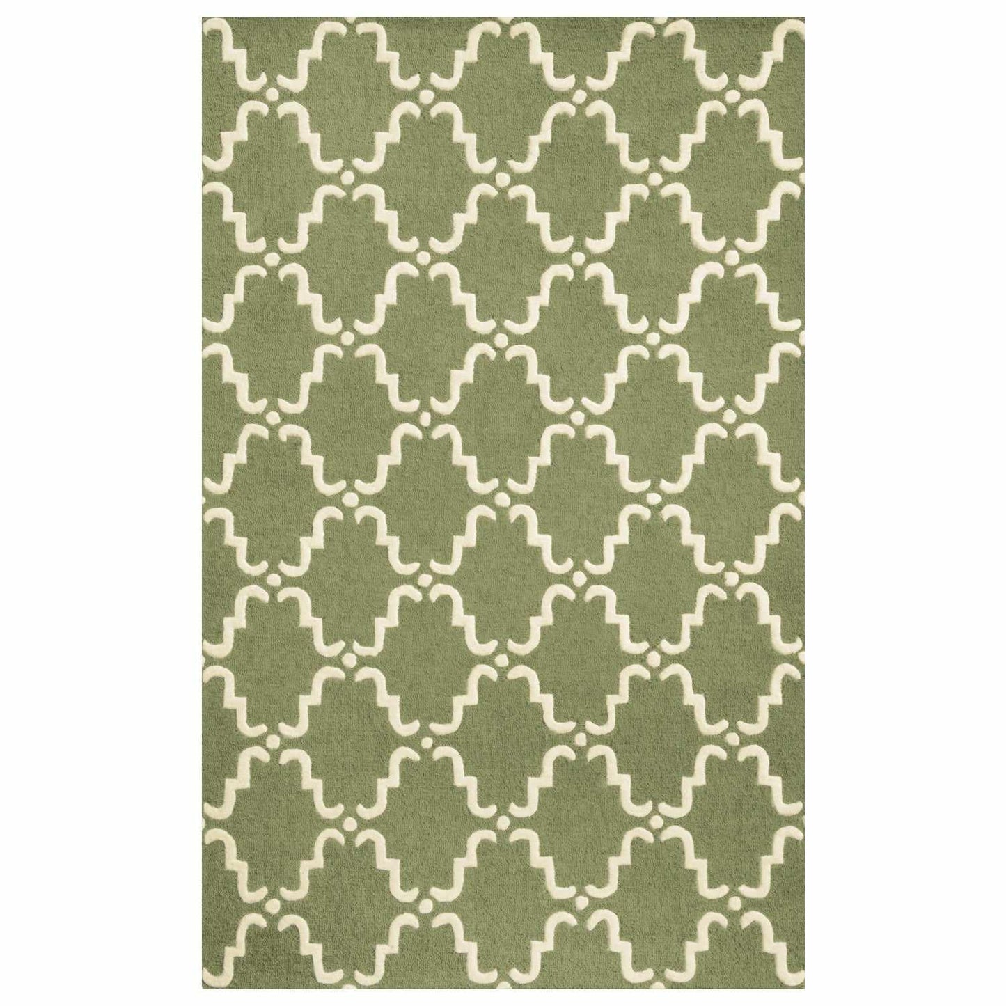  Superior Handcrafted Moroccan Trellis Contemporary Area Rug - Sage/Ivory