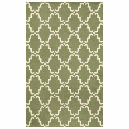  Superior Handcrafted Moroccan Trellis Contemporary Area Rug - Sage/Ivory