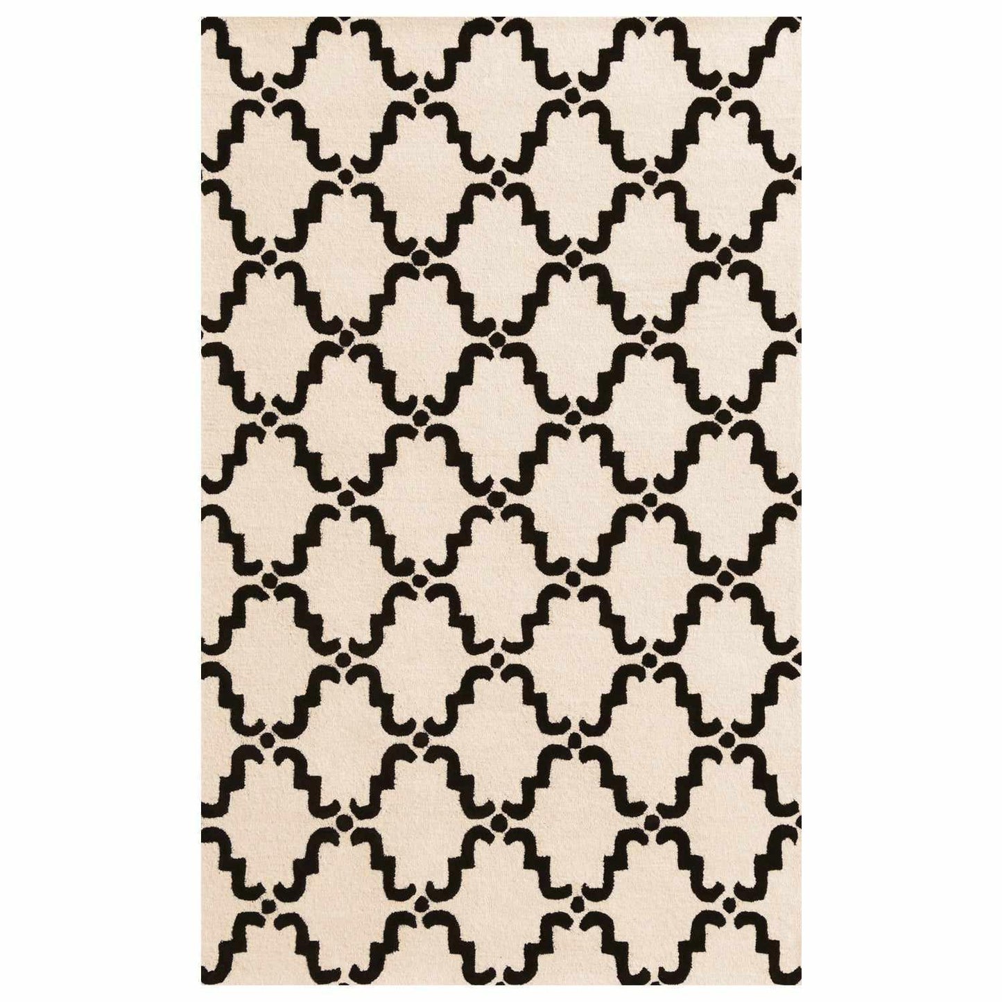  Superior Handcrafted Moroccan Trellis Contemporary Area Rug - Ivory/Chocolate