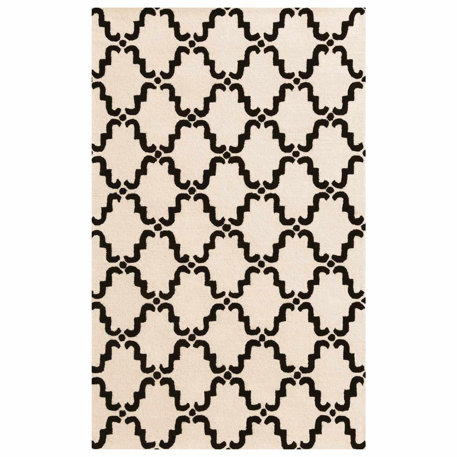  Superior Handcrafted Moroccan Trellis Contemporary Area Rug - Ivory/Chocolate