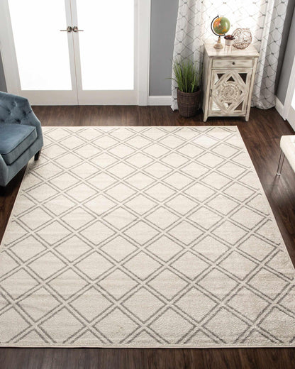  Hanleigh Modern Geometric Diamond Lattice Indoor Area Rug - Ivory