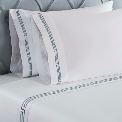 Harrison Cotton Greek Key Embroidered Deep Pocket Bed Sheet Set