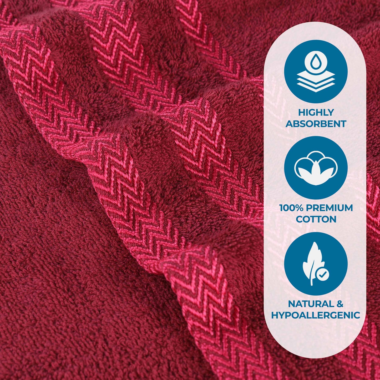 Zero Twist Cotton Dobby Border Absorbent Face Towel - Cranberry