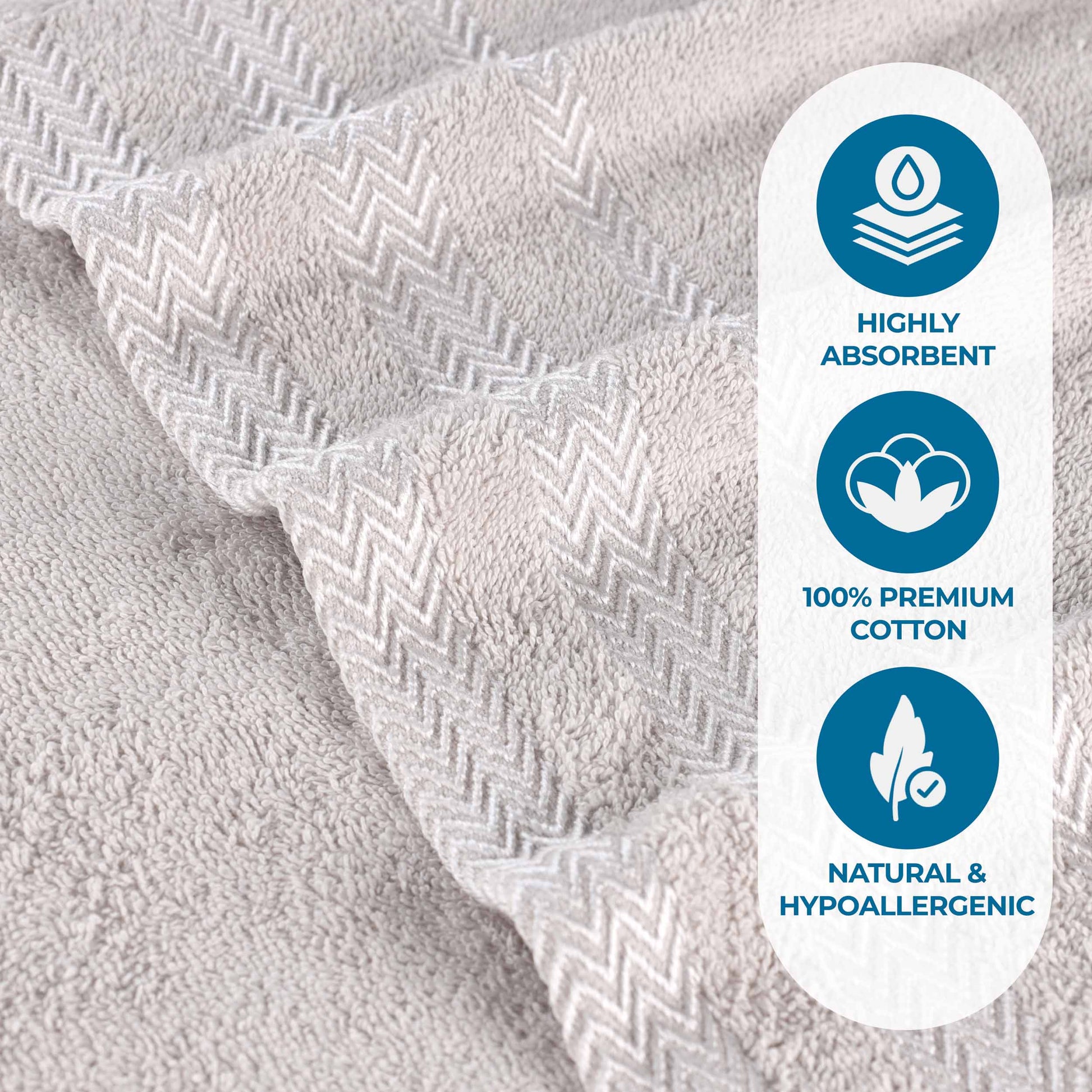 Zero Twist Cotton Dobby Border Absorbent Face Towel - Platinum