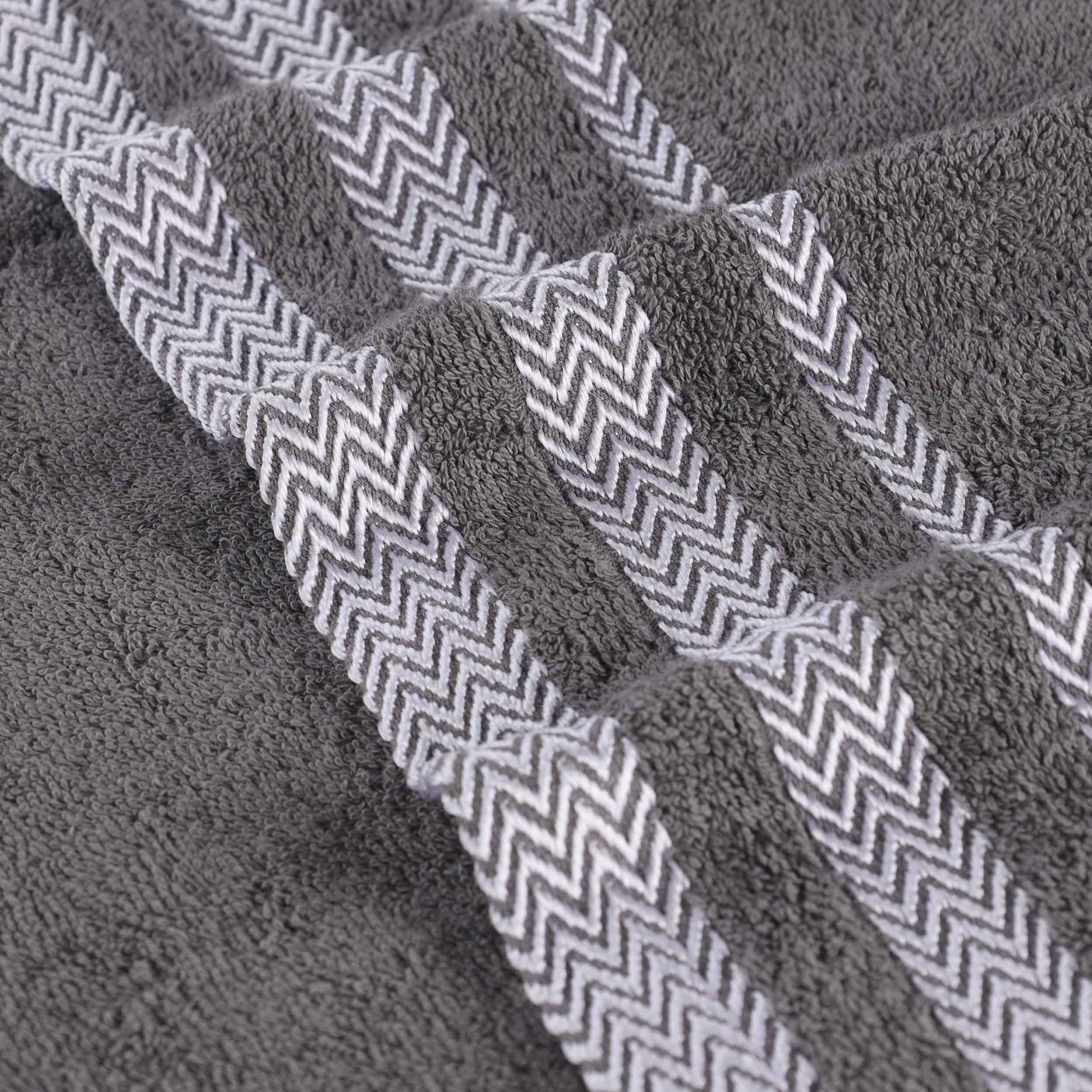 Zero Twist Cotton Dobby Border Absorbent Face Towel - Grey