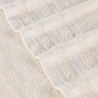 Zero Twist Cotton Dobby Border Absorbent Face Towel - Ivory