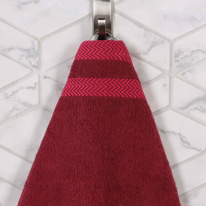 Zero Twist Cotton Dobby Border Absorbent Face Towel - Cranberry