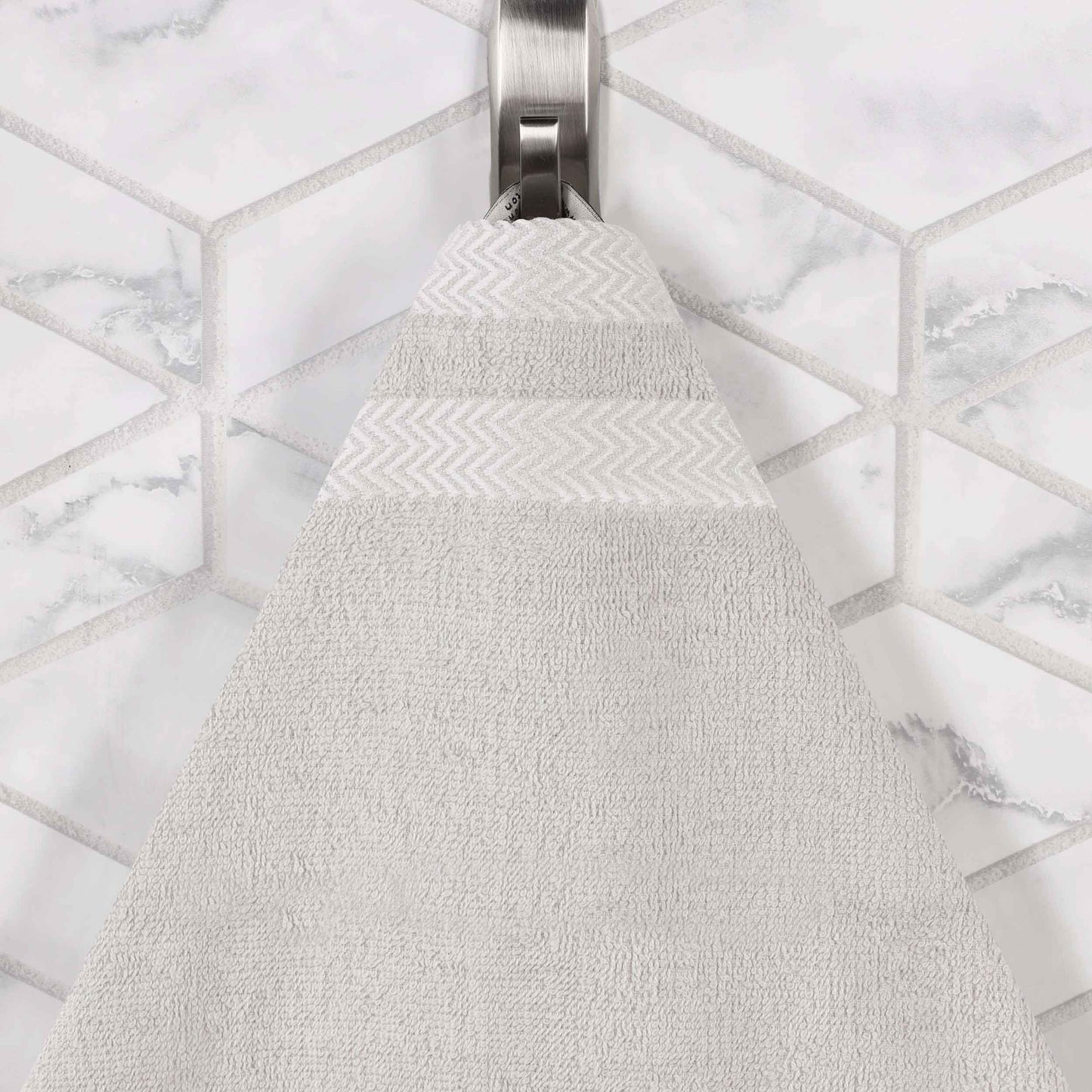 Zero Twist Cotton Dobby Border Absorbent Face Towel - Platinum