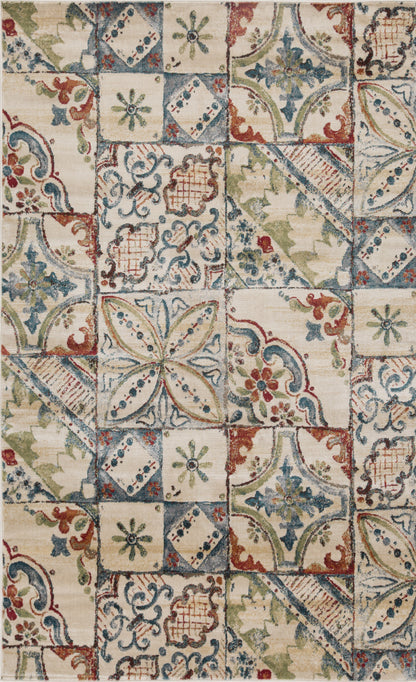 Superior Vanessa Vintage Floral Patchwork Indoor Area Rug Or Runner Rug Or Door Mat  - Teal