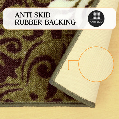 Superior Hedena Traditional Non-Slip Geometric Floral Indoor Washable Area Rug - Brown