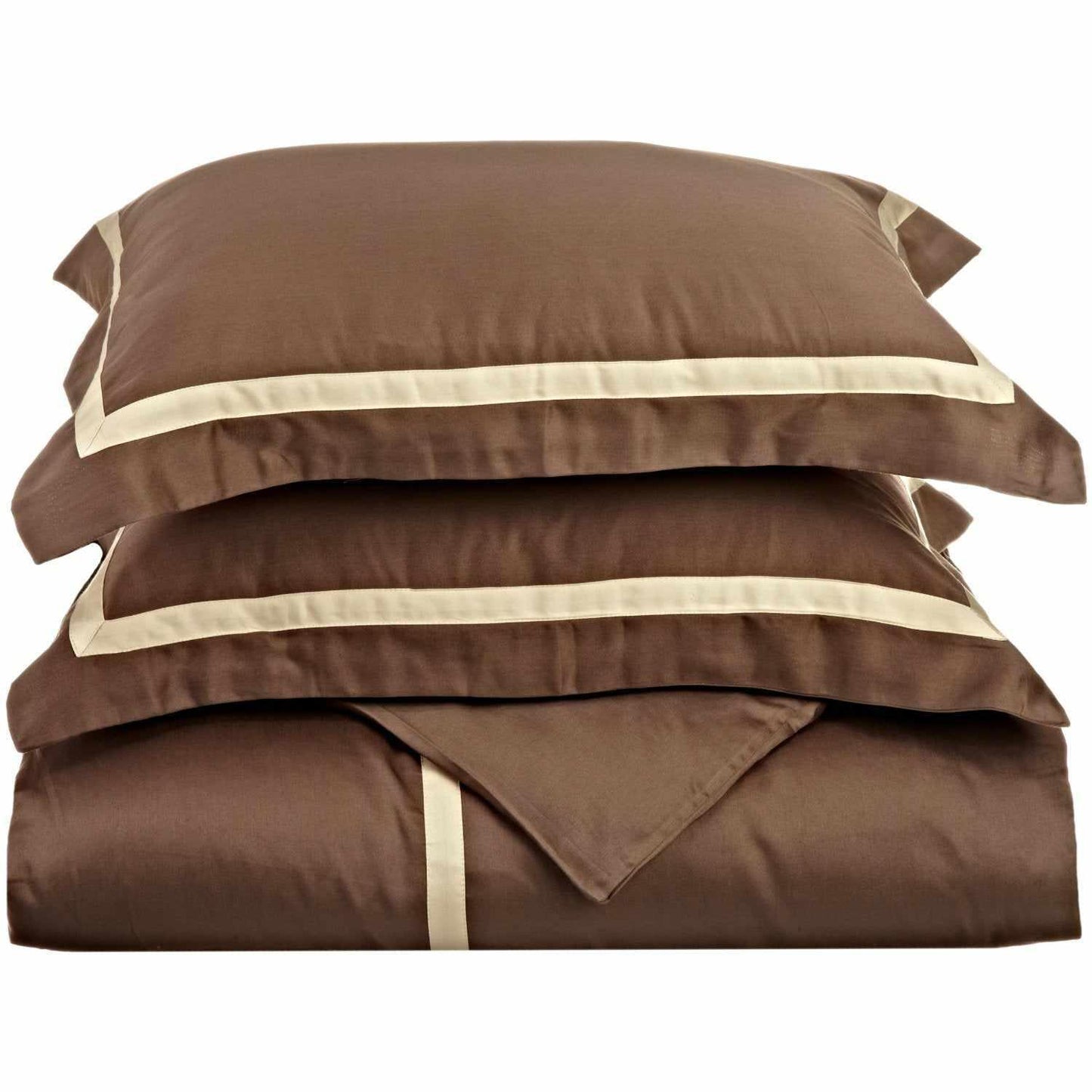  Superior Hotel Applique Stripe Egyptian Cotton Duvet Cover Set - Mocha/Honey
