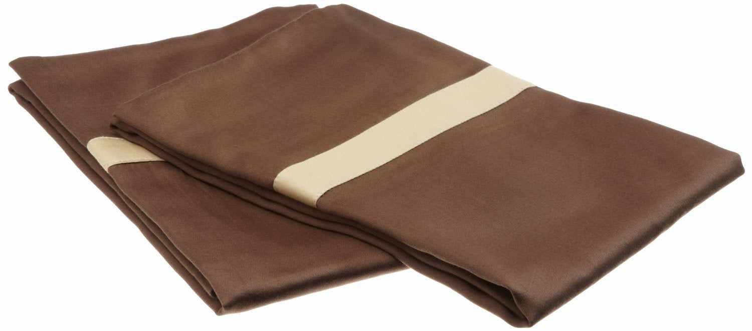 Hotel Collection Applique Border 2-Piece Cotton Pillowcase Set - Mocha/Honey
