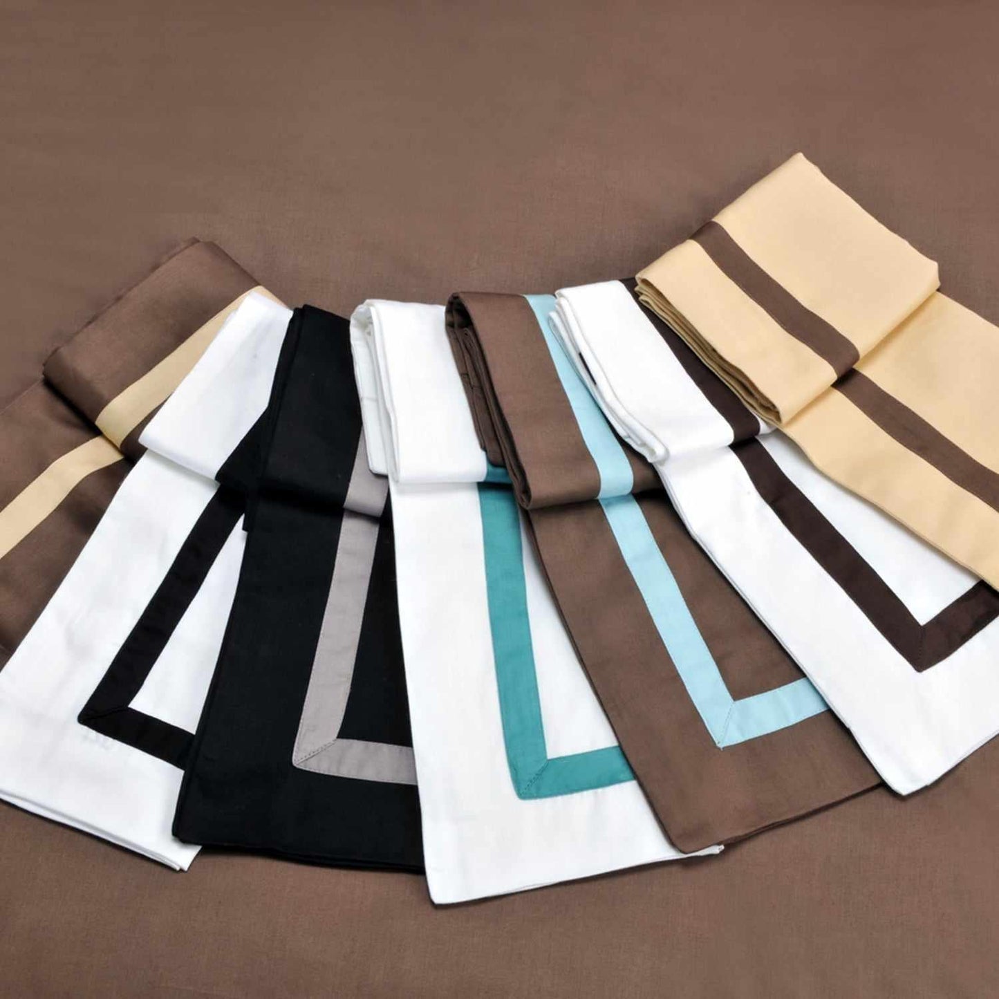  Hotel Collection Applique Border 2-Piece Cotton Pillowcase Set - White/Choco