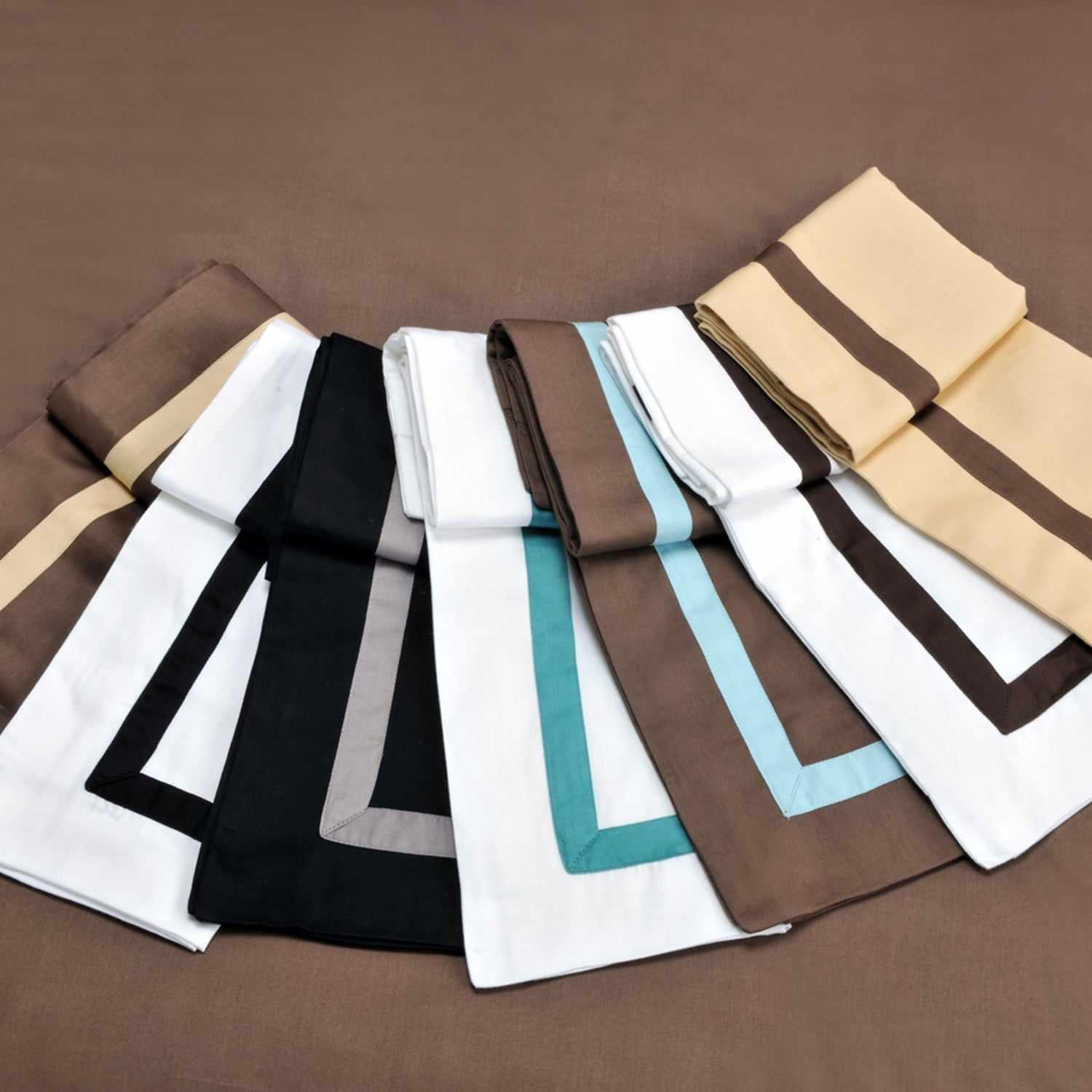  Hotel Collection Applique Border 2-Piece Cotton Pillowcase Set - White/Choco