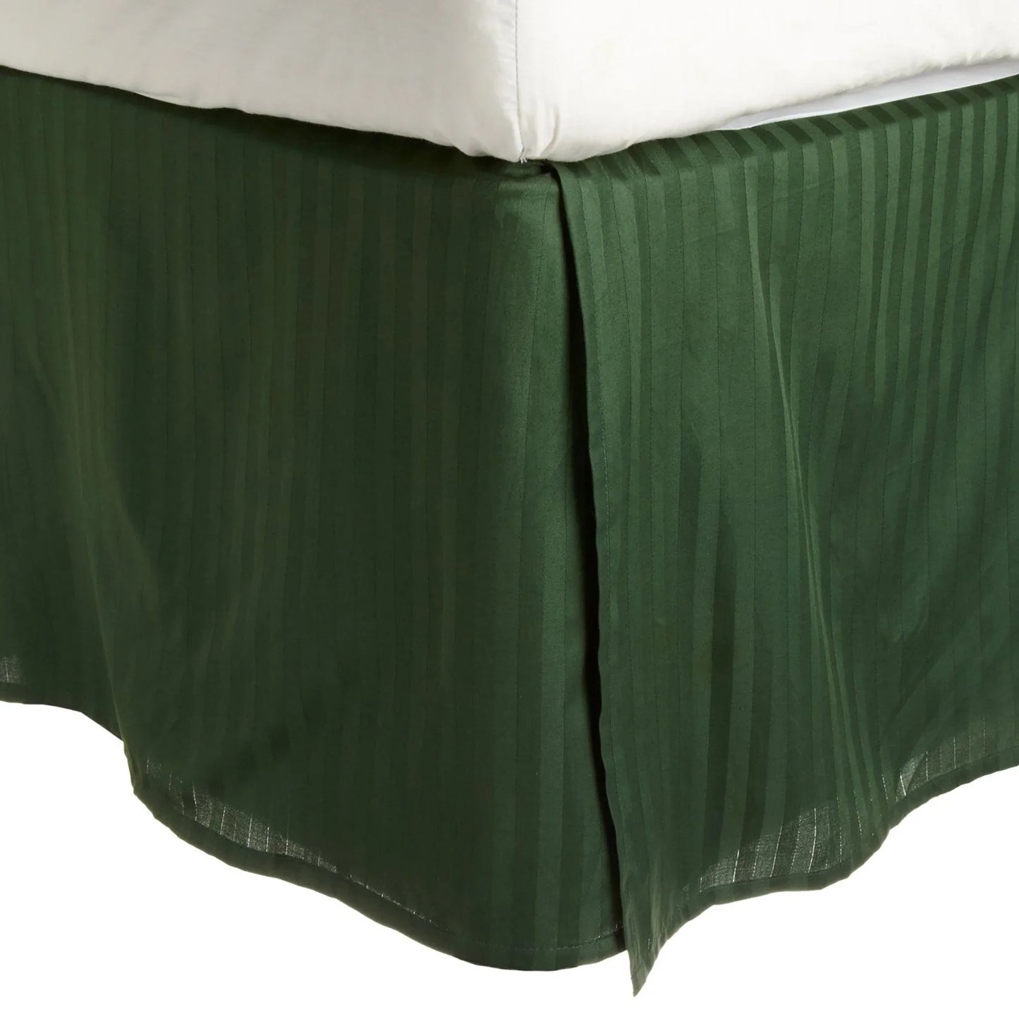 300 Thread Count Egyptian Cotton 15" Drop Striped Bed Skirt - HunterGreen
