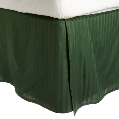 300 Thread Count Egyptian Cotton 15" Drop Striped Bed Skirt - HunterGreen