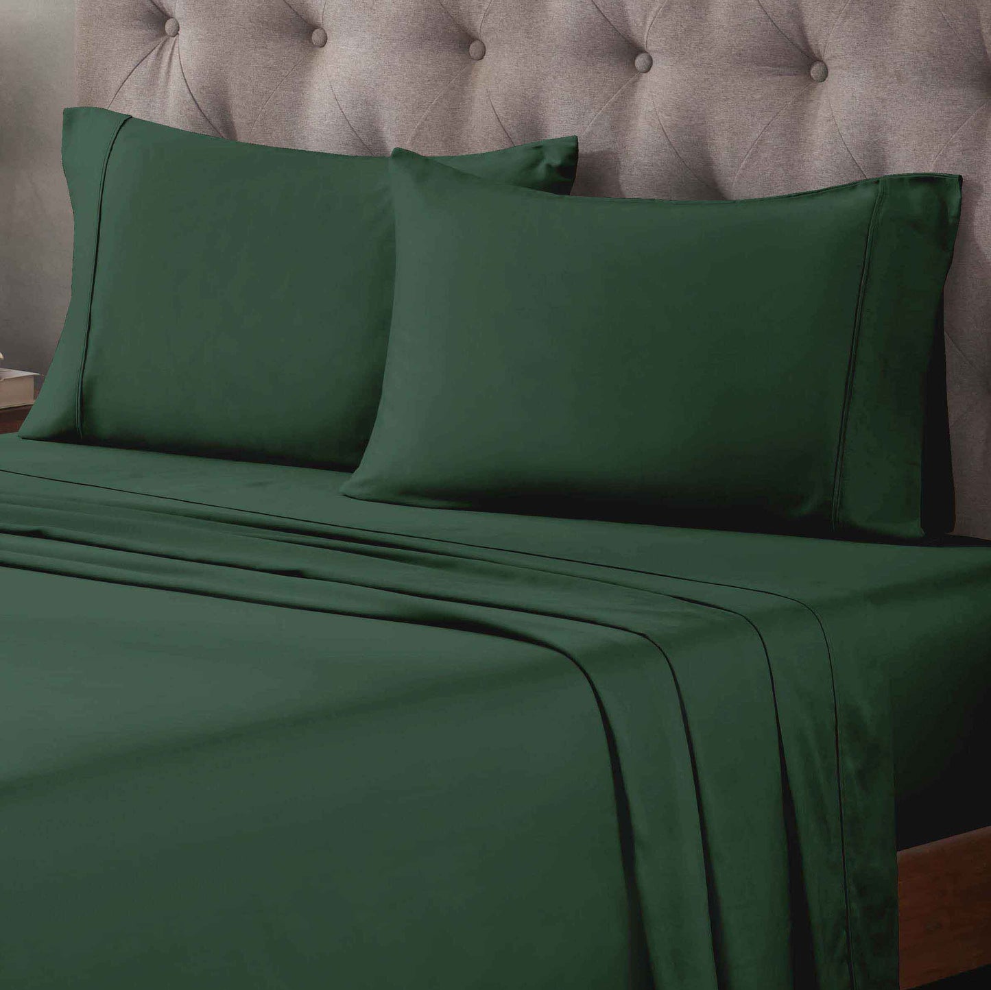 400 Thread Count Egyptian Cotton Solid Deep Pocket Sheet Set - HunterGreen