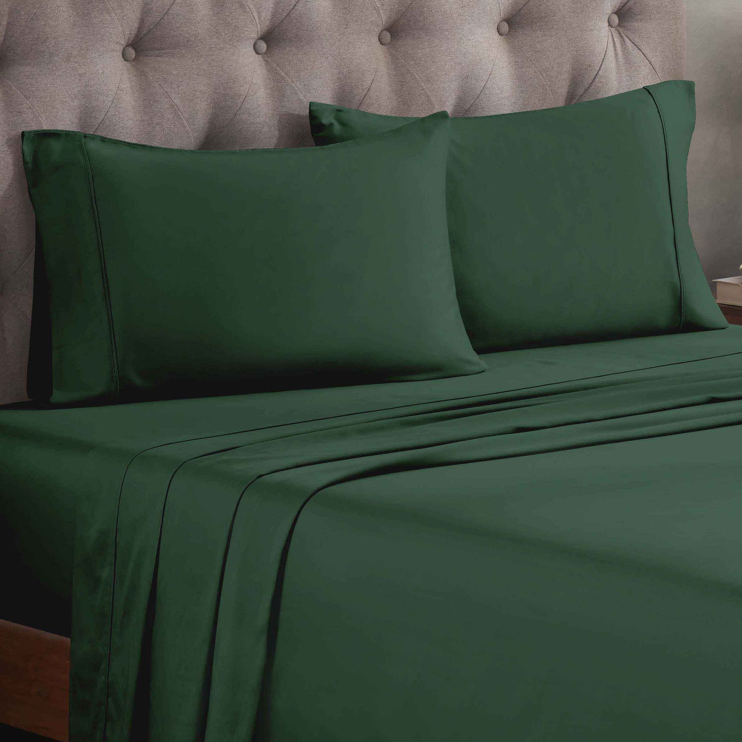 Egyptian Cotton 300 Thread Count Solid Deep Pocket Sheet Set - HunterGreen