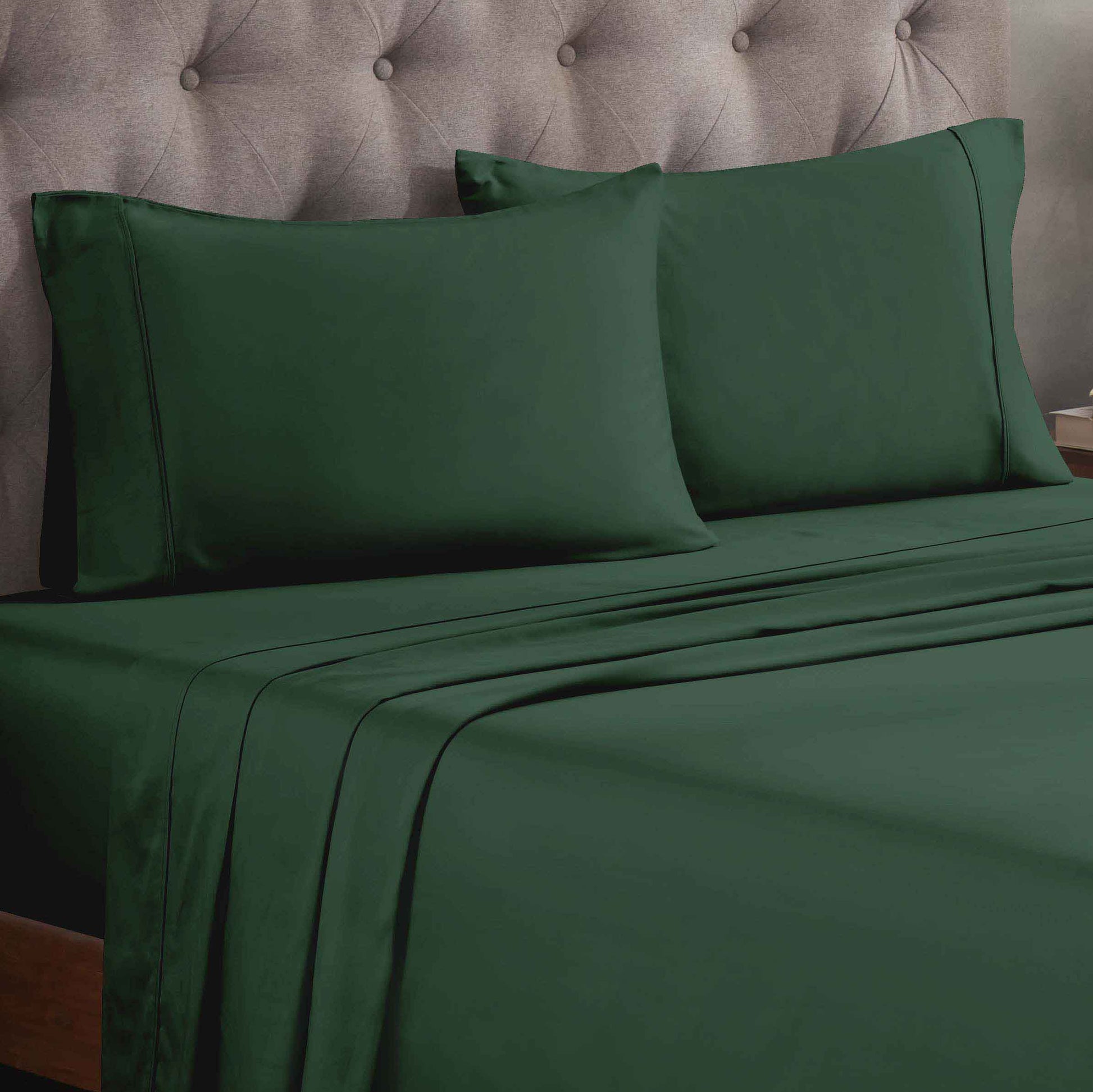 Egyptian Cotton 300 Thread Count Solid Deep Pocket Sheet Set - HunterGreen