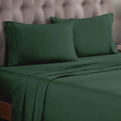 Egyptian Cotton 300 Thread Count Solid Deep Pocket Sheet Set - HunterGreen