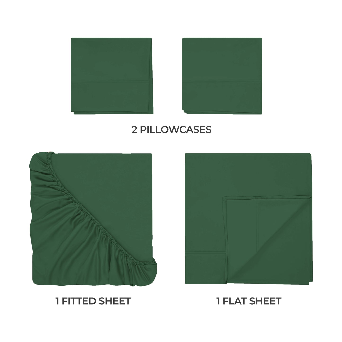 Egyptian Cotton 300 Thread Count Solid Deep Pocket Sheet Set - HunterGreen