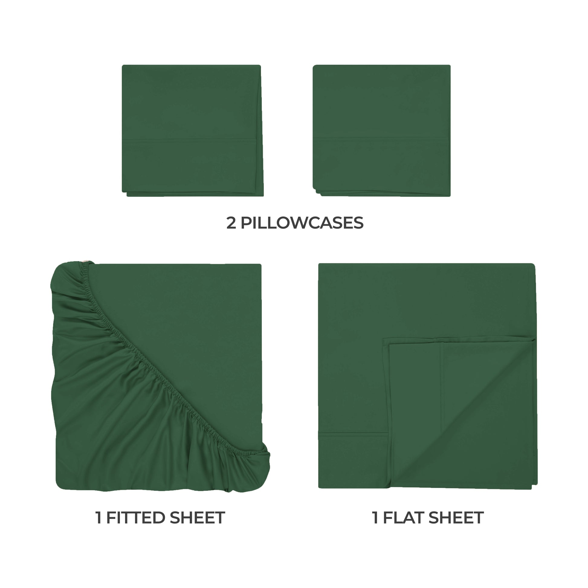 Egyptian Cotton 300 Thread Count Solid Deep Pocket Sheet Set - HunterGreen