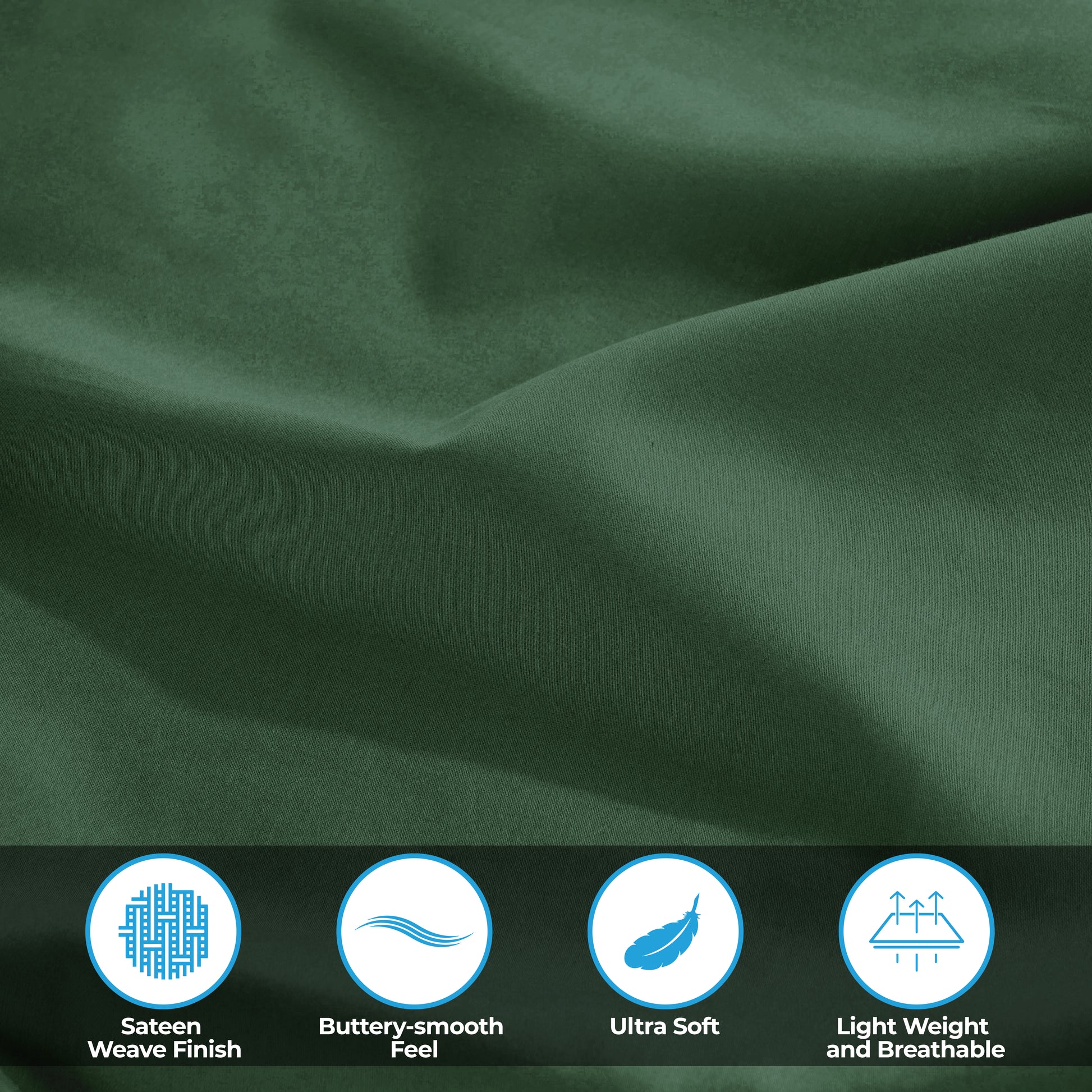 Egyptian Cotton 300 Thread Count Solid Deep Pocket Sheet Set - HunterGreen