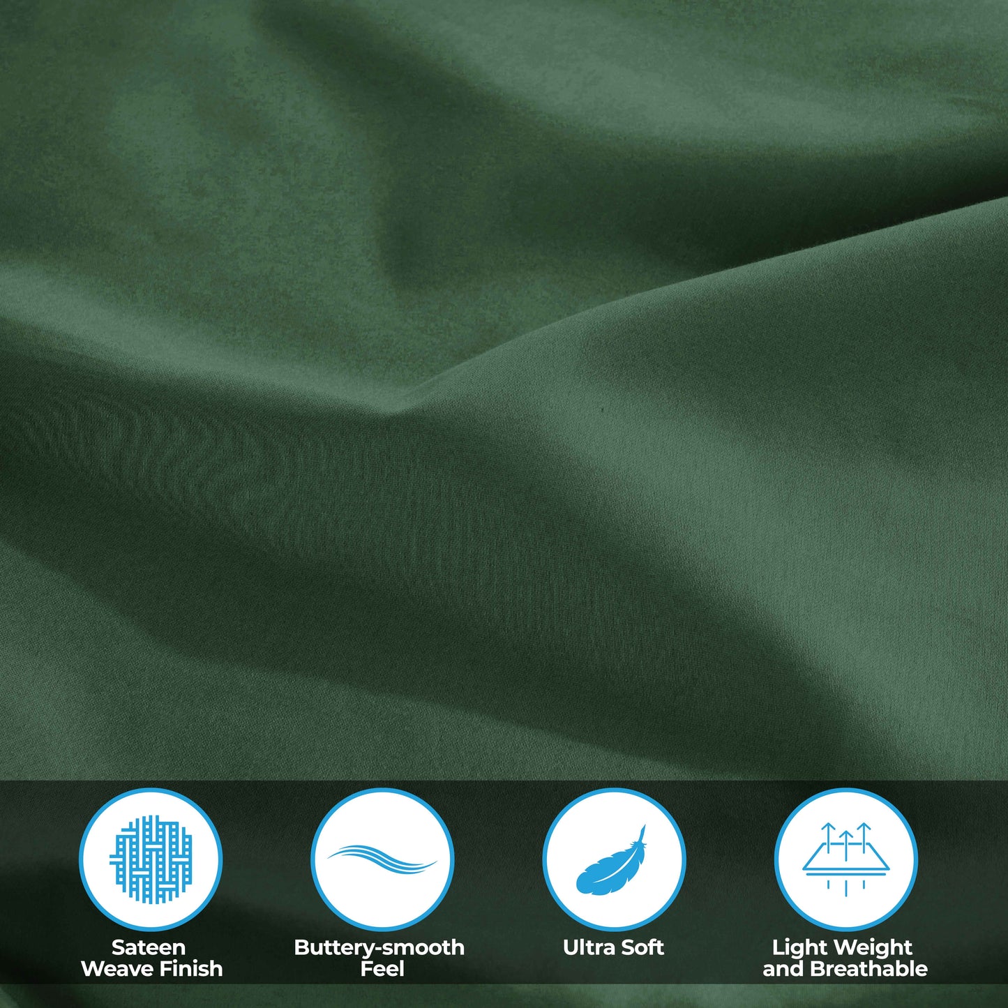 400 Thread Count Egyptian Cotton Solid Deep Pocket Sheet Set - HunterGreen