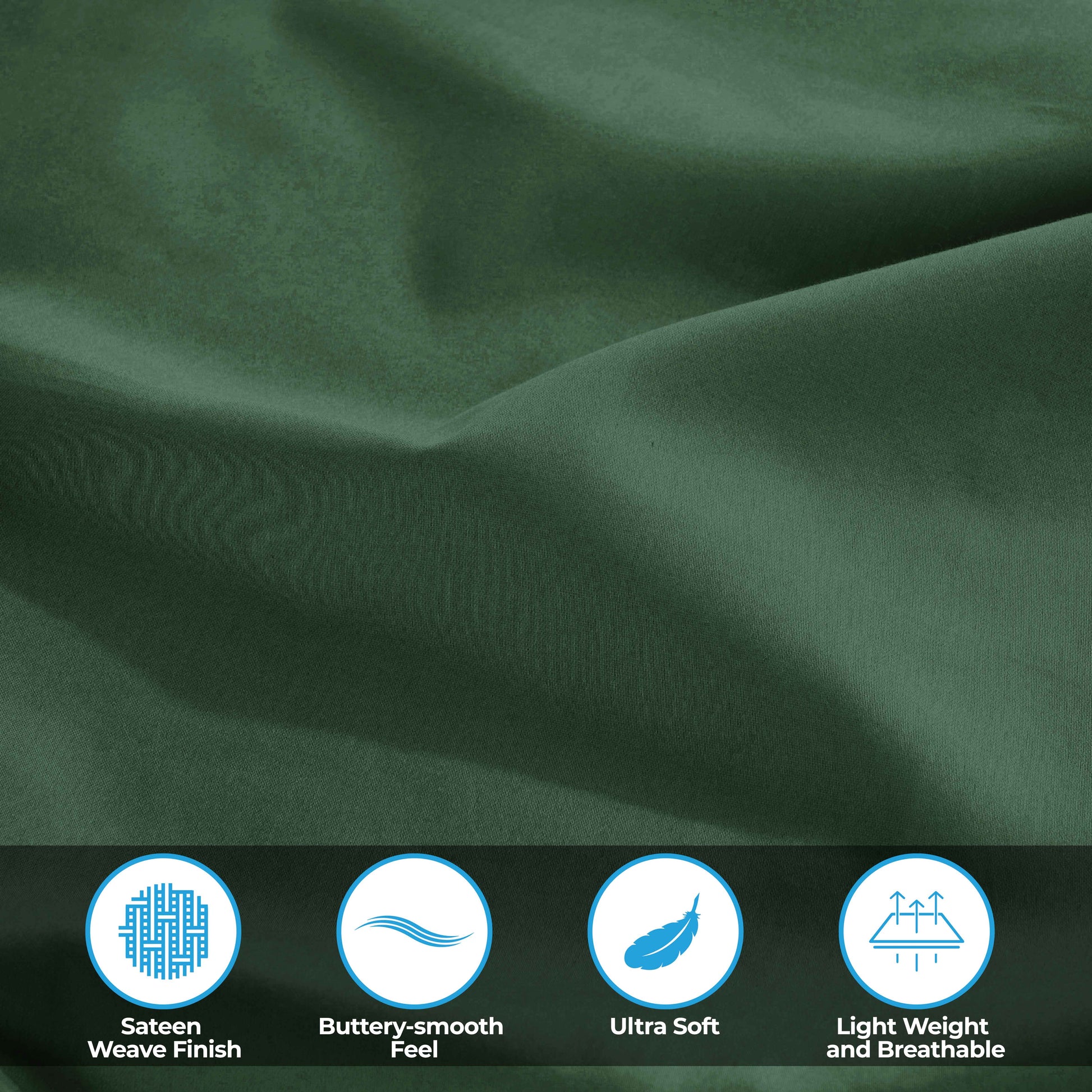 400 Thread Count Egyptian Cotton Solid Deep Pocket Sheet Set - HunterGreen