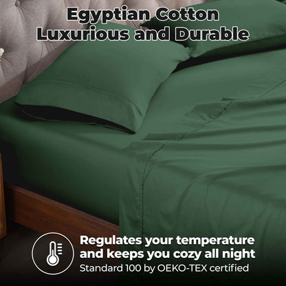 Egyptian Cotton 300 Thread Count Solid Deep Pocket Sheet Set - HunterGreen