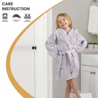 Cotton Ultra-Soft Terry Lightweight Kids Unisex Hooded Bathrobe - Lilac