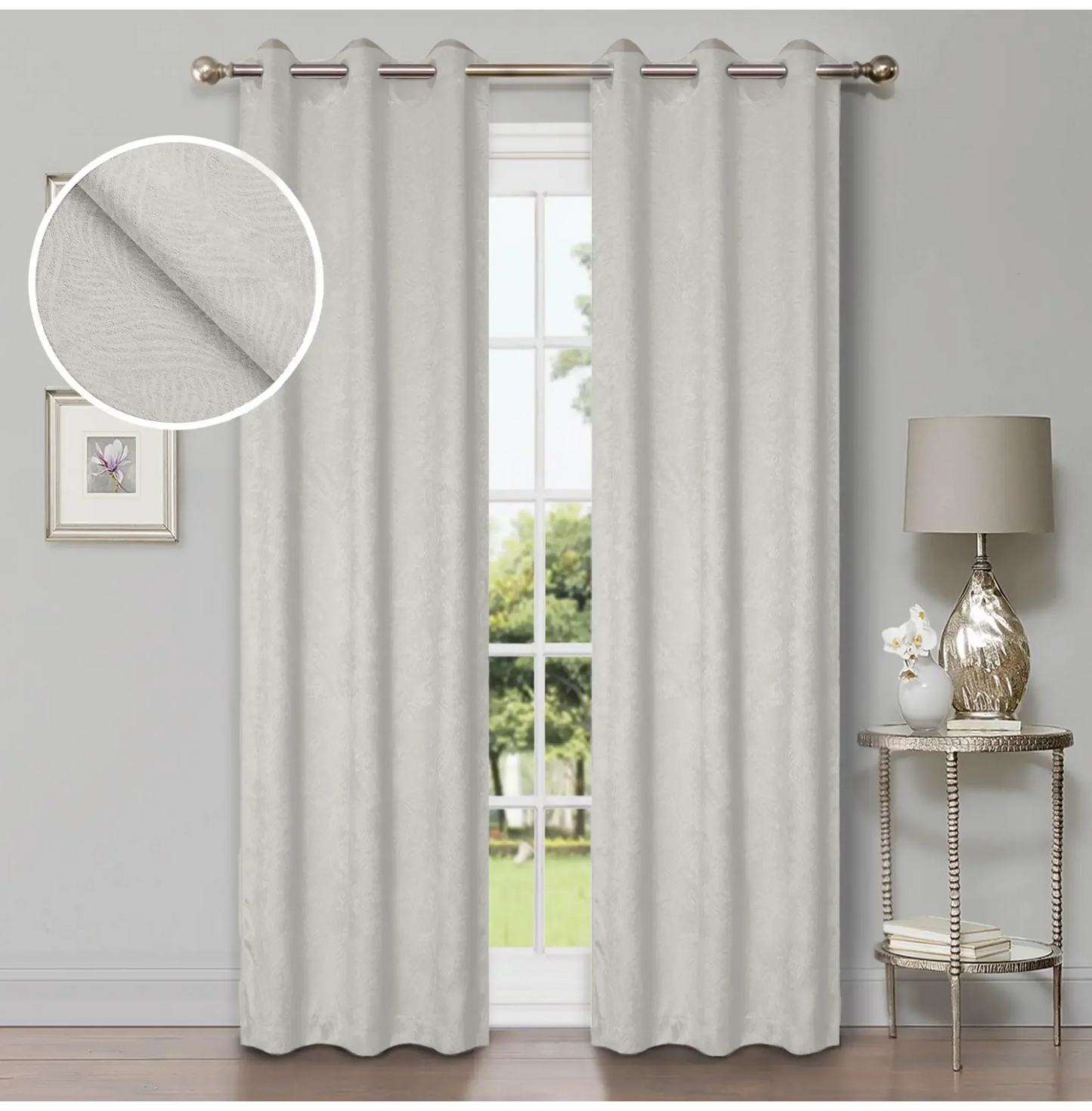 Wave Geometric Washable Room Darkening Blackout Curtains, Set of 2