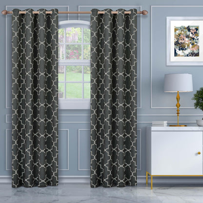 Imperial Trellis Grommet Header Blackout Curtain Panel Set