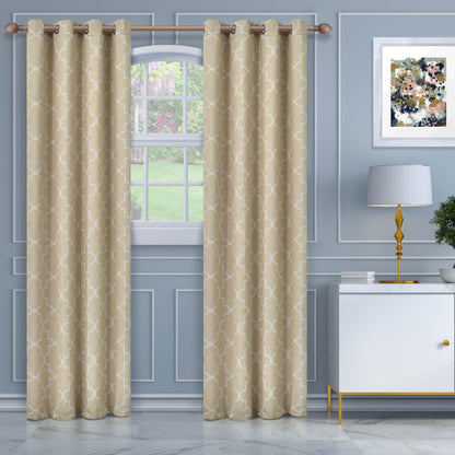 Imperial Trellis Grommet Header Blackout Curtain Panel Set