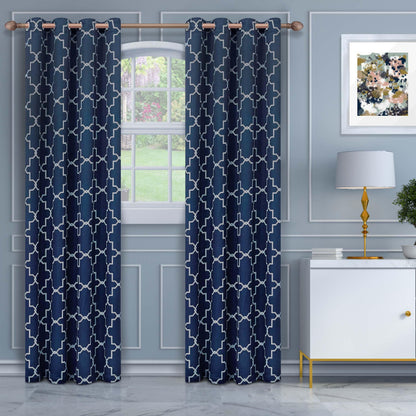 Imperial Trellis Grommet Header Blackout Curtain Panel Set