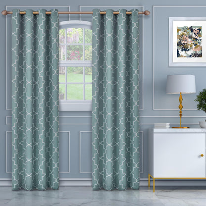 Imperial Trellis Grommet Header Blackout Curtain Panel Set