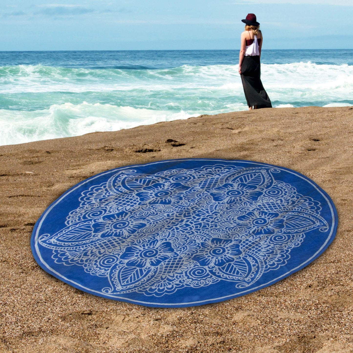 60" Round Cotton 2 Piece Beach Towel Set